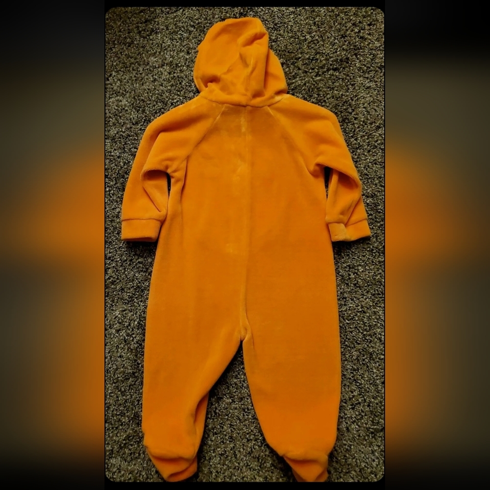 Vintage Miniwear Fall Pumpkin 3-6 MONTH HALLOWEEN ONE PIECE ZIP UP ORANGE OUTFIT - Picture 3 of 4